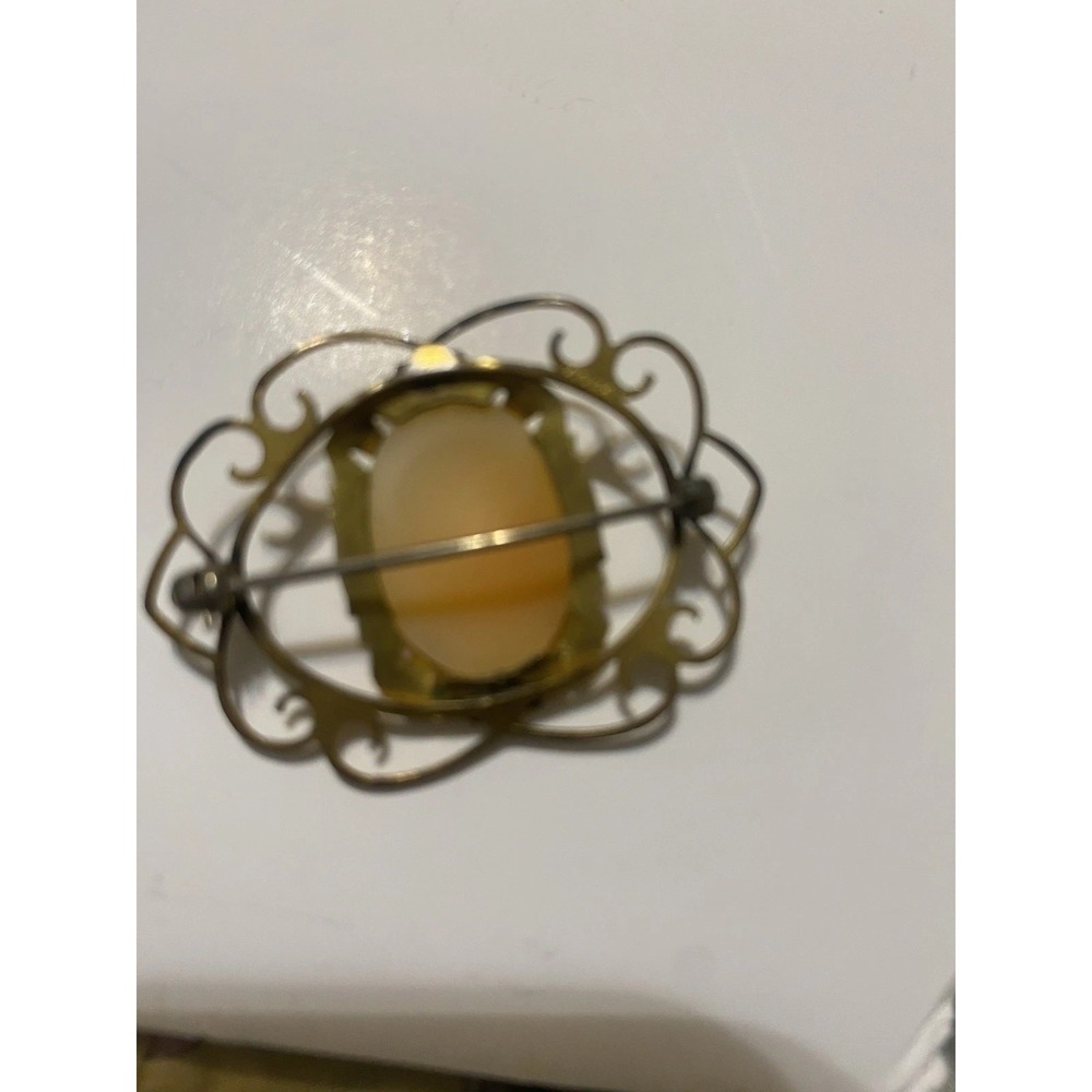 Vintage Carved Shell Cameo 12k Gold-Filled Antique-some Marking On Face - Picture 2 of 2